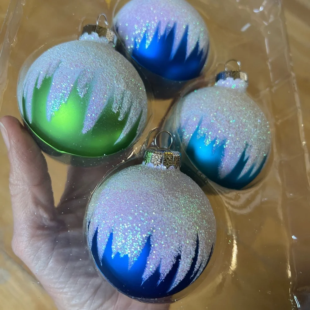 Target Glittering Blue and Green Ornaments 2004